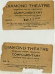 Diamond Theatre complimentary pass by WKU Library Special Collections