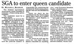 SGA to Enter Queen Candidate