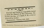 Elizabeth McDaniel Funeral Notice by Kentucky Library Research Collections