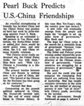 Pearl Buck Predicts U.S. - China Friendships by College Heights Herald