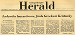 Icelander Leaves, Home, Finds Greeks in Kentucky by Pam Eldridge