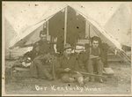 Three soldiers outside their tent labeled "Our Kentucky Home" (SC2014.83.1) by Manuscripts & Folklife Archives